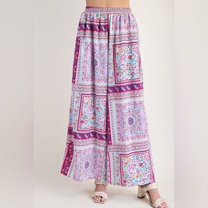 NWT Easel Multicolor Bohemian Wide-Leg Pants